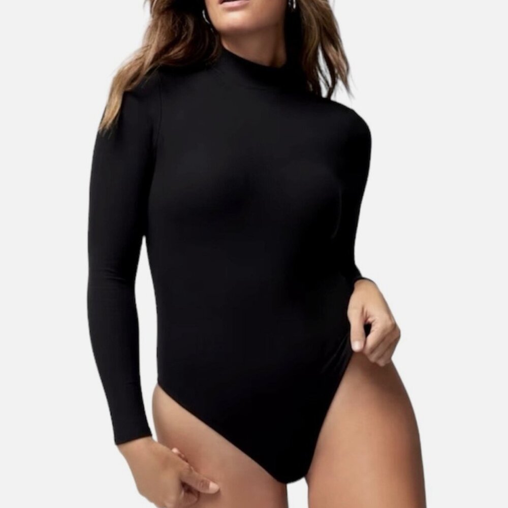 NWT $69 SOMA Body Ribbed Mock-Neck Bra Bodysuit with Built-in Shelf Bra!